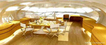 Obývací pokoj, pohled z kapitánckého můstku.