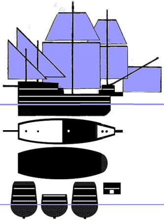 Schema typu Benátské rané galeony 15. století. Obr.: Vseolodich.cz.